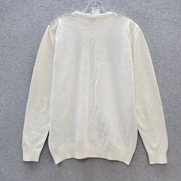 VINTAGE Man Dolfin Men Sweater White Wool Blend Long Sleeve Crew Neck READ - Picture 8 of 10